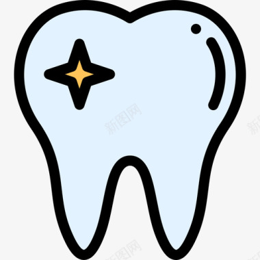 牙齿医疗保健8线颜色图标图标