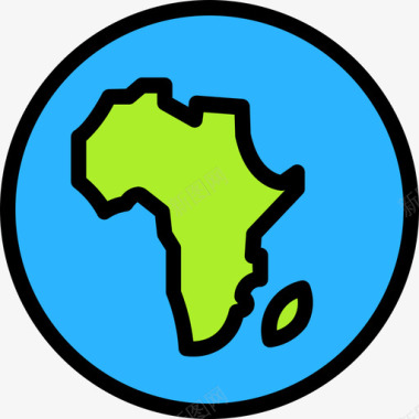 非洲地球3线性颜色图标图标