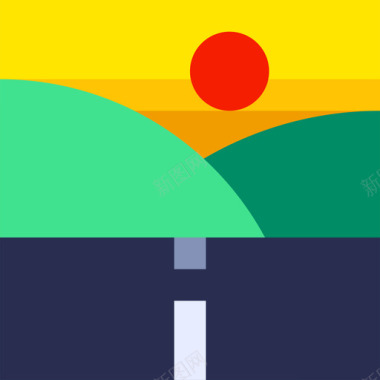 彩色道路道路景观3平坦图标图标