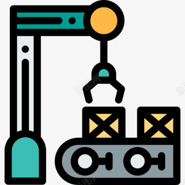 机械动图机械臂工厂12线性颜色图标图标