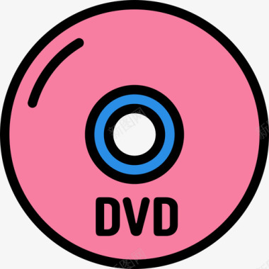 DVD播放机Dvdtech11线性彩色图标图标