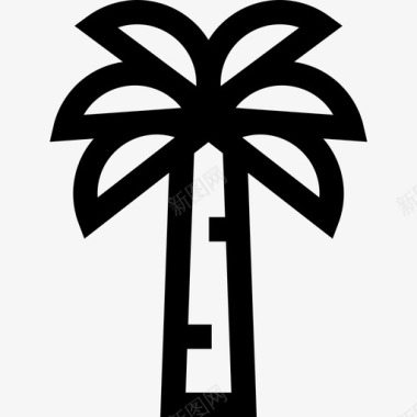 棕榈树夏威夷6线状图标图标