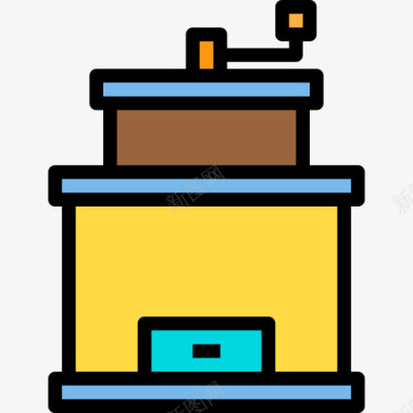 研磨钵咖啡研磨机咖啡店50线性颜色图标图标