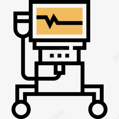 黄色躺椅监视器健康检查2黄色阴影图标图标
