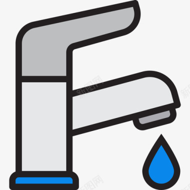 水龙头水管工工具3线颜色图标图标