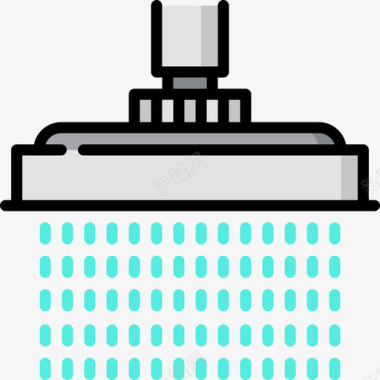 花洒淋浴淋浴水管工工具和元件2线性颜色图标图标