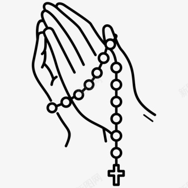 祈祷之手珠子祝福图标图标
