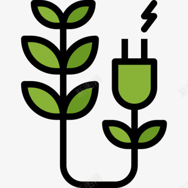 绿色能源生态92线性色彩图标图标