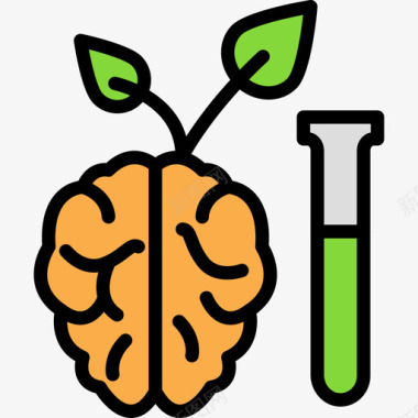透视的大脑大脑科学34线性颜色图标图标