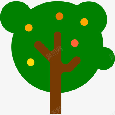 树木农业和园艺5平坦图标图标