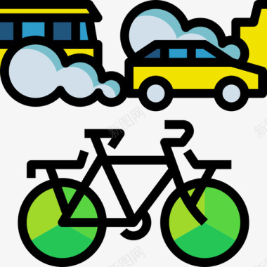 自行车链条自行车生态103线性颜色图标图标