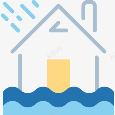 洪水淹没的房子保险4公寓图标图标