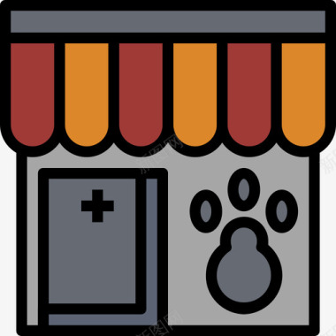 毛茸宠物宠物店宠物店35线性颜色图标图标