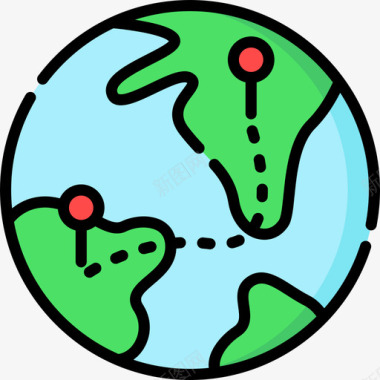 底部导航icon2地球仪导航地图2线性颜色图标图标