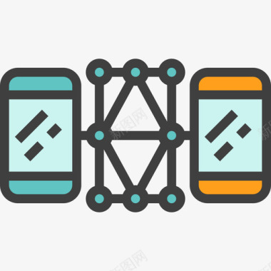智能手机加密货币区块链2线性颜色图标图标