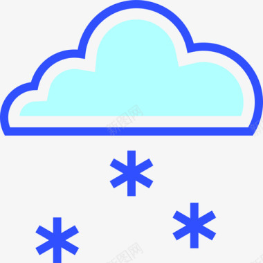下雪标志下雪冬季29线性颜色图标图标
