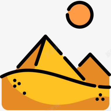 金字塔沙漠7线性颜色图标图标