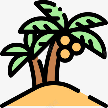 水果热带椰子椰子树热带15线形颜色图标图标