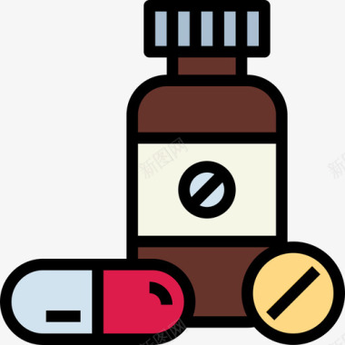 药物的帮助药物健康25线性颜色图标图标