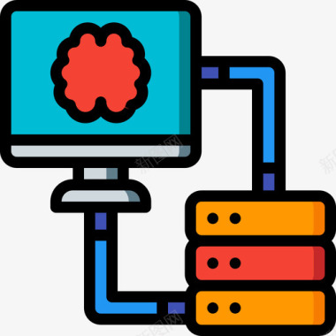 智能人工数据库人工智能20线性颜色图标图标
