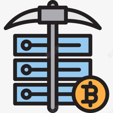 黄金比特币矿业比特币39线性颜色图标图标