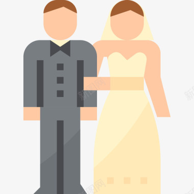 夫妇婚礼77公寓图标图标