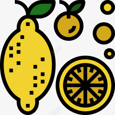 柠檬水果和蔬菜2线性颜色图标图标