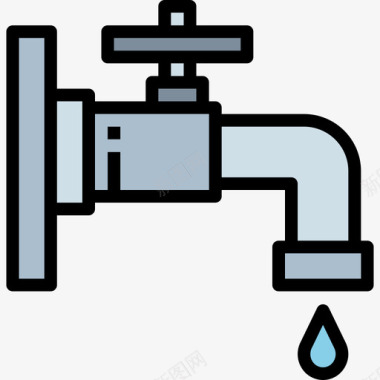 清洁标志水龙头清洁26线性颜色图标图标