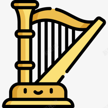 竖琴乐器16线性颜色图标图标