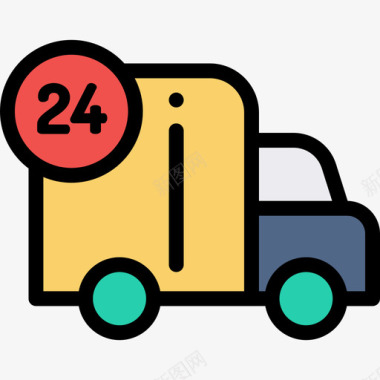 送货车网上购物24线颜色图标图标