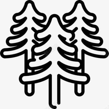 树冬季自然13线形图标图标