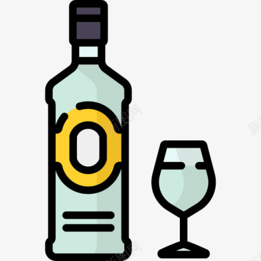 杜松子酒鸡尾酒5原色图标图标