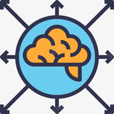 最强头脑头脑风暴商业管理9线性色彩图标图标