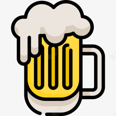 啤酒夏季11线性颜色图标图标