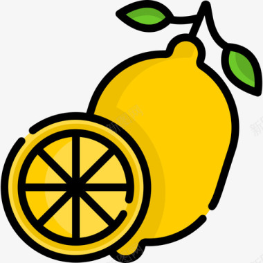 柠檬夏季11线性颜色图标图标