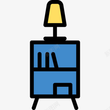 褐色床头柜床头柜家具和家居18线性颜色图标图标