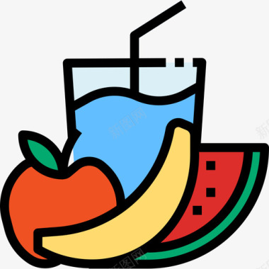 水果生活方式3线性颜色图标图标