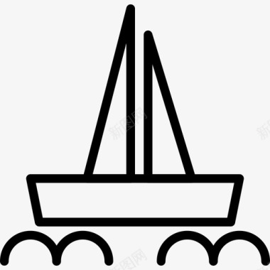 帆船户外活动8直线型图标图标