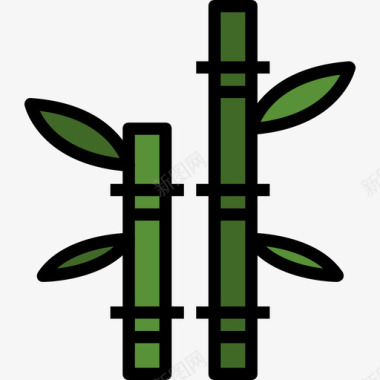竹子spa元素6线性颜色图标图标