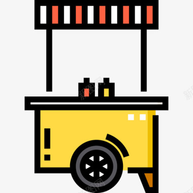 热狗食品车2线性颜色图标图标