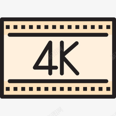 4K牌子4k照片和视频线性颜色图标图标