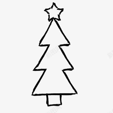 圣诞树手绘圣诞冬天图标图标