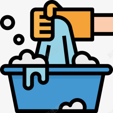 洗衣图标洗衣服清洁和家务4线性颜色图标图标