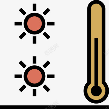 温暖冬日温暖天气135线性颜色图标图标