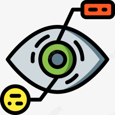 眼睛设计眼睛扫描未来科技线性颜色图标图标