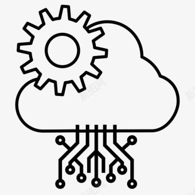 齿轮压路机云计算电路齿轮图标图标
