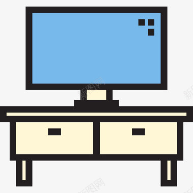 高脚桌电视桌家用家具5件线性颜色图标图标