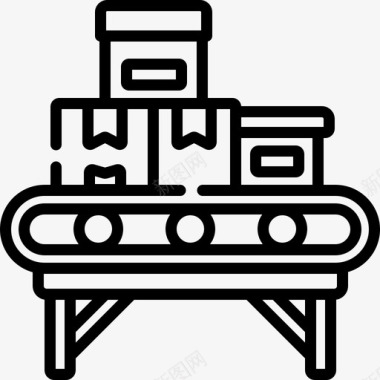 刷牙过程输送机工业过程7线性图标图标