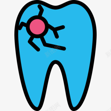 小牙齿断牙牙齿6线状颜色图标图标