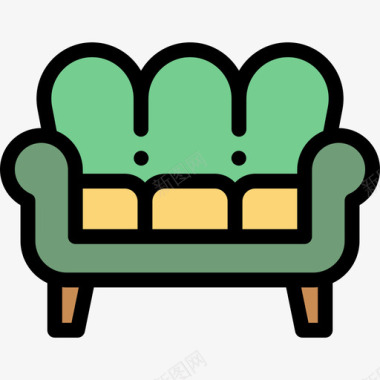 线性装饰沙发复古装饰14线性颜色图标图标